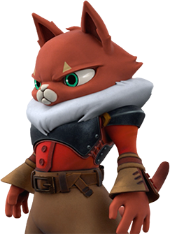 Video game character model of anthropomorphic cat
